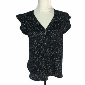 Ann Taylor Woman's Navy Polka Dot V-Neck